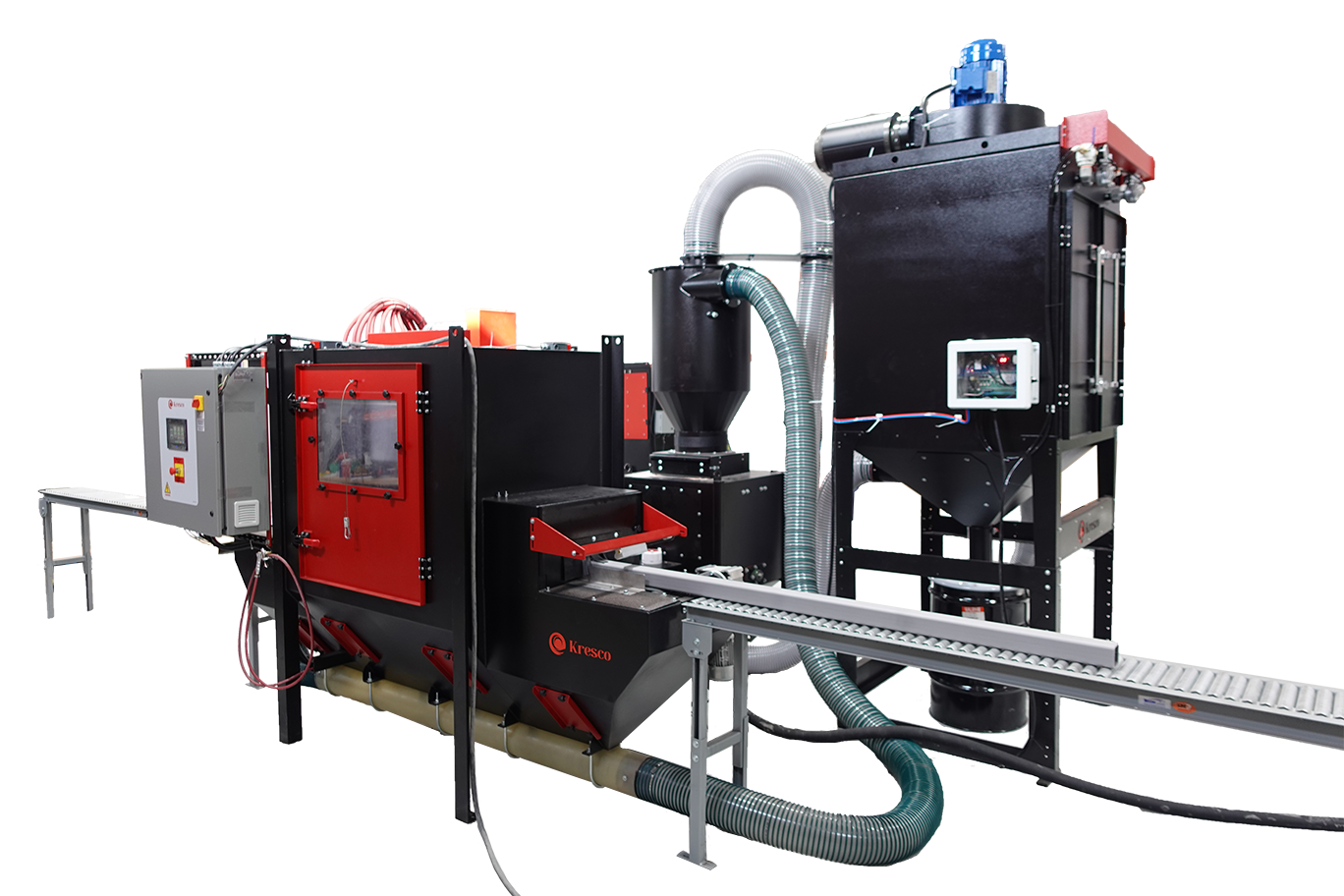 Pass-Through Inline Conveyor Sandblast System