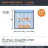 Spec card: heavy duty 16-gallon solvent recycling bag, 32 x 32 inches, 3.0 mil reinforced film, 100 pack