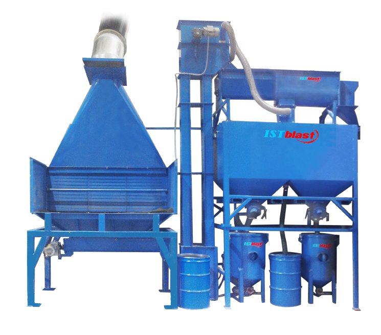 Kresco blast room with mechanical loading media recovery system — no-excavation installation