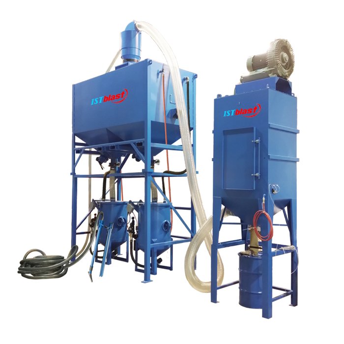 Kresco blast room with MRS500 vacuum head media recovery system