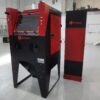 Kresco CleanBlast sandblast cabinet with matching baghouse dust collector — double glove ports, tempered safety glass viewing window, side-load door
