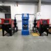 Customer installation: two Kresco PowerBlast PB3636S suction blast cabinets with cyclone reclaimers ducted to a central wet dust collector