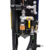 Back view of a Kresco SBP double-control single-operator blast pot showing twin air valves and plumbing